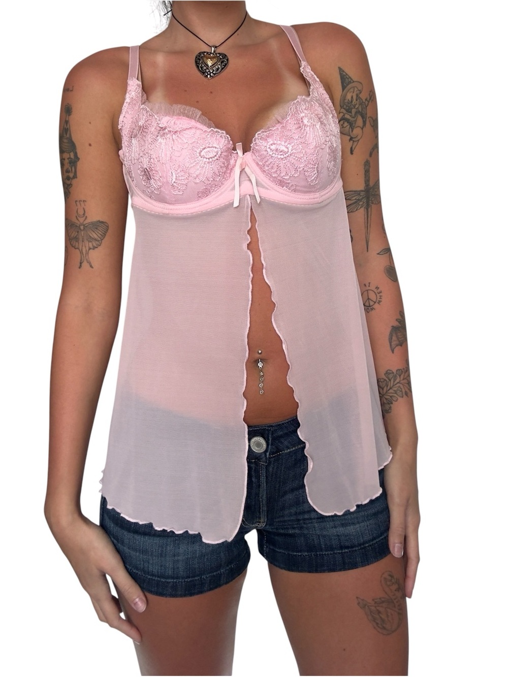 Y2K rampage Delicate Pink Lace Babydoll Chemise